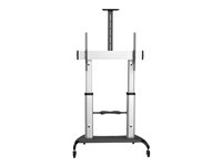 StarTech.com Pied TV Mobile - Chariot Support Télé Robuste Écrans 60-100" 100kg - Support TV Écran Plat sur Pied Roulettes - Hauteur Réglable - Support Télévision Universel + Étagères (STNDMTV100) - Chariot - pour écran plat - aluminium, acier - noir, argent - Taille d'écran : 60"-100" STNDMTV100