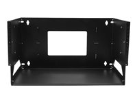 2-Post 4U Open Frame Wall Mount Network Rack with Built-in Shelf and Adjustable Depth, Computer Rack for IT Equipment, TAA WALLSHELF4U